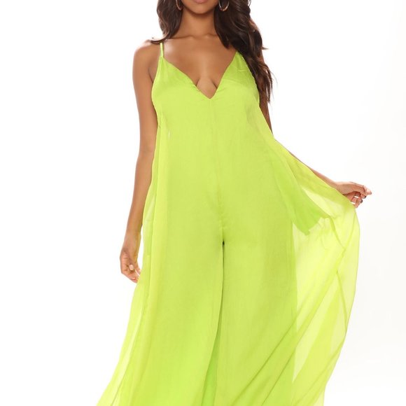 Sexy Citrus Lime Green Backless Jumpsuit - Picture 5 of 7